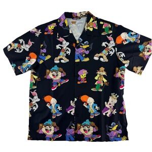 Looney Tunes Hip Hop Rap Character Button Up Shirt Mens Large Bugs Tweety Taz